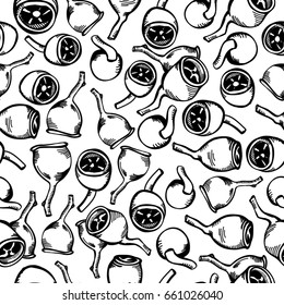 Eucalyptus Gum nuts Hand drawn Seamless Pattern Vector