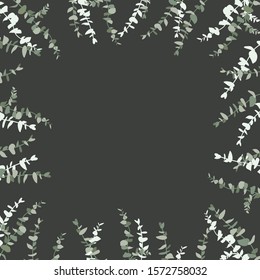Eucalyptus leaf design background frame. Vector illustration