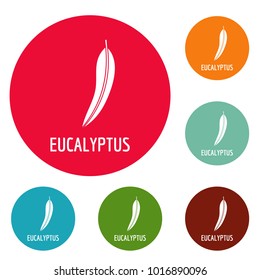 Eucalyptus leaf icons circle set vector isolated on white background