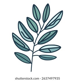 eucalyptus leaf nature herbs flat color vector illustration template design