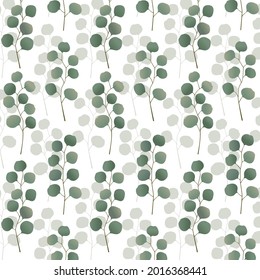 eucalyptus leaves and branches vector pattern