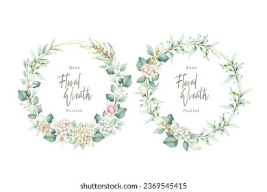 eucalyptus leaves with peonies wreath illustration