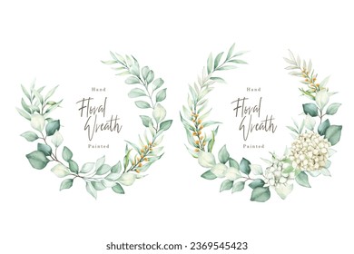 eucalyptus leaves with peonies wreath illustration