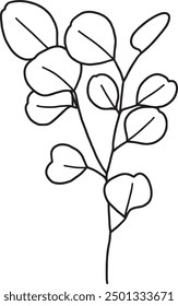 Eucalyptus minimal line art, for boho minimalist style artwork and good for wedding invitation elements and other digital usess. 