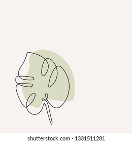 Eucalyptus monstera leaf continuous line drawing. One line . Hand-drawn minimalist illustration, vector. 