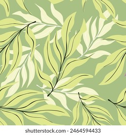 Eucalyptus pattern background in hand drawn style. Vector design with green branches for branding, invitation or greeting card