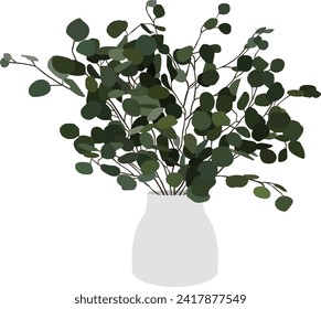 Eucalyptus Plant Flat Vector Illustration