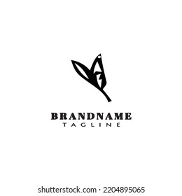 eucalyptus plant logo cartoon icon design template black modern isolated vector illustration