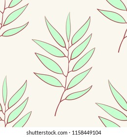 Eucalyptus seamless pattern, blue agonis thyme asparagus