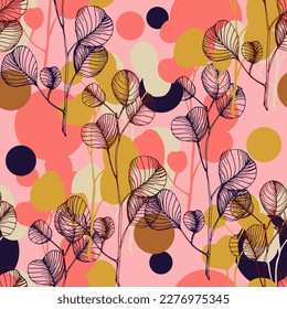 Eucalyptus seamless pattern. Floral botanical flower. Vector elegant floral background for fabric, print, cover, banner, invitation, wrapping, wall art.