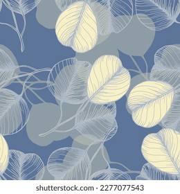 Eucalyptus seamless pattern. Floral botanical flower. Vector elegant floral background for fabric, print, cover, banner, invitation, wrapping, wall art.