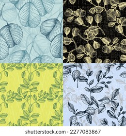 Eucalyptus seamless pattern. Floral botanical flower. Vector elegant floral background for fabric, print, cover, banner, invitation, wrapping, wall art.