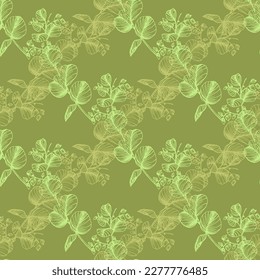 Eucalyptus seamless pattern. Floral botanical flower. Vector elegant floral background for fabric, print, cover, banner, invitation, wrapping, wall art.