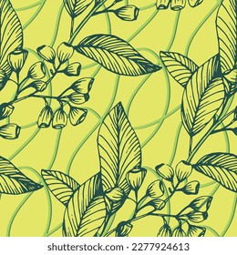 Eucalyptus seamless pattern. Floral botanical flower. Vector elegant floral background for fabric, print, cover, banner, invitation, wrapping, wall art.