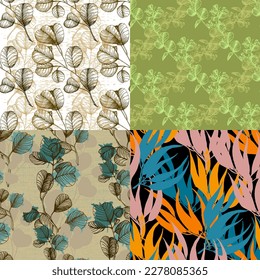 Patrón sin fisuras de eucalipto. Flor botánica floral. Vector elegante de fondo floral para tela, impresión, cubierta, banner, invitación, envoltura, arte mural.