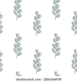 Eucalyptus seamless pattern. Good for banner, poster, flyer, greeting card, web design, print design. Vector illustration.