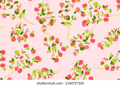 Eucalyptus Seamless Pattern. Summer Background in Pastel Color Design. Vector Branches with Leaves. Beautiful Floral Elements. Tropical Palm. Eucalyptus Seamless Pattern for Fabric, Wrapping, Print.