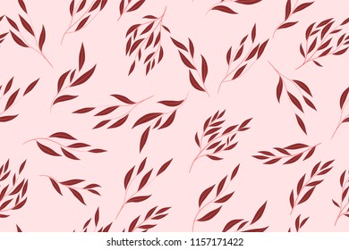 Eucalyptus Seamless Pattern. Summer Background in Pastel Color Design. Vector Branches with Leaves. Beautiful Floral Elements. Tropical Palm. Eucalyptus Seamless Pattern for Fabric, Wrapping, Print.