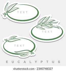 Eukalyptus-Set. Kollektion Eukalyptus Blätter Rahmen. Vektorgrafik