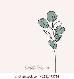 Eucalyptus silver dollar branch continuous line drawing. One lin