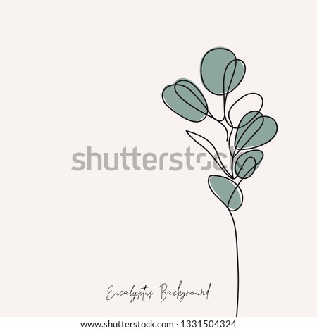 Eucalyptus silver dollar branch continuous line drawing. One line vector.