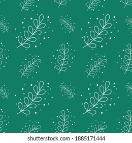 eucalyptus silver dollar leaf seamless pattern background vector illustration. green flat style leaves plants illustration. Suitable for social media posts, greeting cards, posters, placards