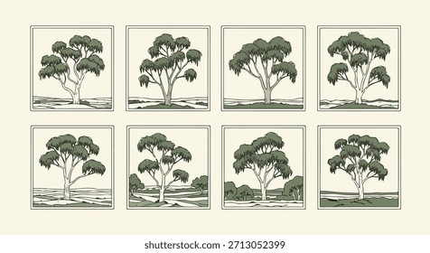 Eucaliptos em cenas de paisagem