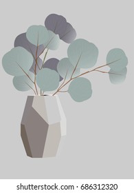 Eucalyptus in vase vector illustration