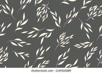 Eucalyptus Vector. Colorful Seamless Pattern with Vector Leaves, Branches and Floral Elements. Elegant Background for Wedding Design, Fabric, Textile, Dress. Eucalyptus Vector in Pastel Color Design.