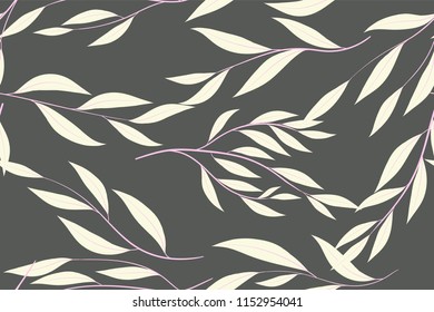 Eucalyptus Vector. Colorful Seamless Pattern with Vector Leaves, Branches and Floral Elements. Elegant Background for Wedding Design, Fabric, Textile, Dress. Eucalyptus Vector in Pastel Color Design.