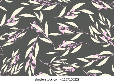 Eucalyptus Vector. Colorful Seamless Pattern with Vector Leaves, Branches and Floral Elements. Elegant Background for Wedding Design, Fabric, Textile, Dress. Eucalyptus Vector in Pastel Color Design.
