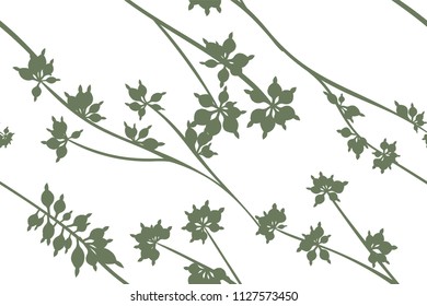 Eucalyptus Vector. Cute Seamless Pattern with Vector Leaves, Branches and Floral Elements. Elegant Cute Background for Rustic Wedding Design, Fabric, Textile, Dress. Eucalyptus Vector in Vintage Style