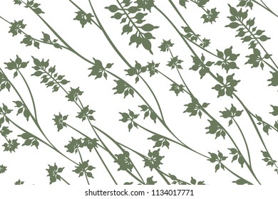 Eucalyptus Vector. Cute Seamless Pattern with Vector Leaves, Branches and Floral Elements. Elegant Cute Background for Rustic Wedding Design, Fabric, Textile, Dress. Eucalyptus Vector in Vintage Style