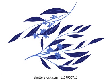 Eucalyptus Vector. Decorative Vector Leaves and Branches. Elegant Foliage. Beautiful Floral Element for Wedding Design. Tropical Plants. Eucalyptus Vector for Card, Invitation, Pattern, Print, Wreath.