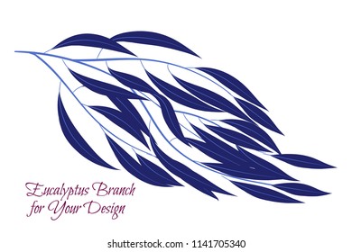 Eucalyptus Vector. Decorative Vector Leaves and Branches. Elegant Foliage. Beautiful Floral Element for Wedding Design. Tropical Plants. Eucalyptus Vector for Card, Invitation, Pattern, Print, Wreath.