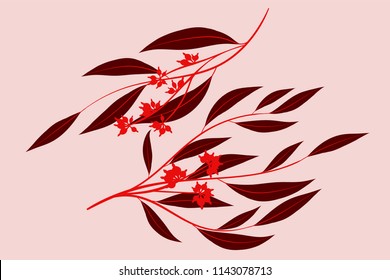 Eucalyptus Vector. Decorative Vector Leaves and Branches. Elegant Foliage. Beautiful Floral Element for Wedding Design. Tropical Plants. Flowers Isolated and Eucalyptus Vector for Card, Invitation.