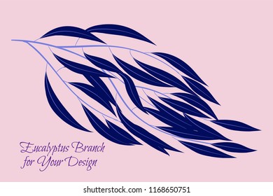 Eucalyptus Vector. Decorative Vector Leaves and Branches. Elegant Foliage. Beautiful Floral Element for Wedding Design. Tropical Plants. Eucalyptus Vector for Card, Invitation, Pattern, Print, Wreath.