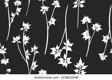 Eucalyptus Vector. Monochrome Seamless Pattern with Vector Leaves, Branches and Floral Element. Elegant Background for Rustic Wedding Design, Fabric, Textile, Dress. Eucalyptus Vector in Vintage Style