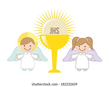 Eucharist design over white background, vector illustration