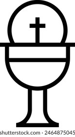 Eucharistikone. Dünnes lineares Design isoliert auf weißem Hintergrund