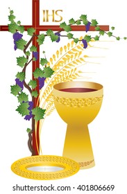 Eucharist Symbols Bread Wine Chalice Host Stock Vector (royalty Free 