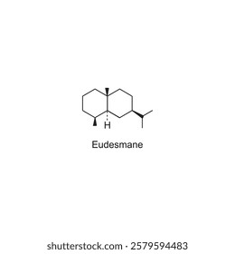 Eudesmane skeletal structure.Sesquiterpene compound schematic illustration. Simple diagram, chemical structure.