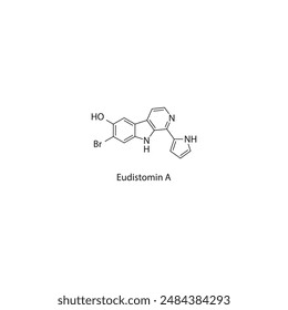 Eudistomin A skeletal structure diagram.marine toxin compound molecule scientific illustration.