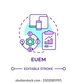 EUEM multi color concept icon. Cross platform, multi device. App compatibility. Round shape line illustration. Abstract idea. Graphic design. Easy to use in infographic, presentation