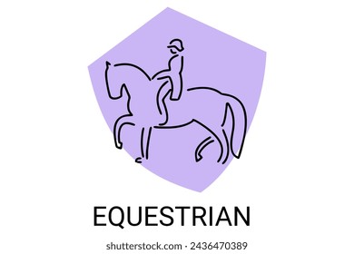 euestrian sport vector line icon. athlete riding a horse sport pictogram, vector illustration.
