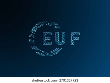 EUF Logo-Vektordesign mit Low-Poly-Buchstaben. Design des unteren Poly-Logos der EUF. EUF einzigartiges Low-Poly-Logo-Design.