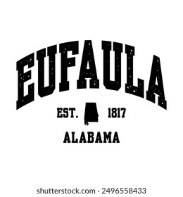 Eufaula text effect vector. Editable college t-shirt design printable text effect vector