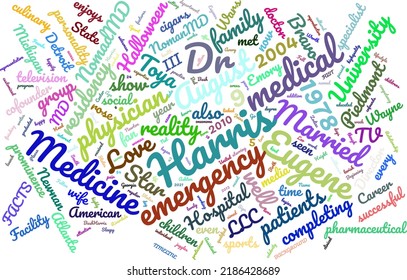 EUGENE HARRIS 9 August 1978 Word Cloud In Vector Art Creative Colourful White Back Ground