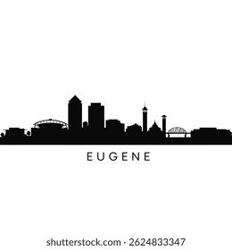 Eugene Oregon Skyline Silhouette with Cityscape, and USA.