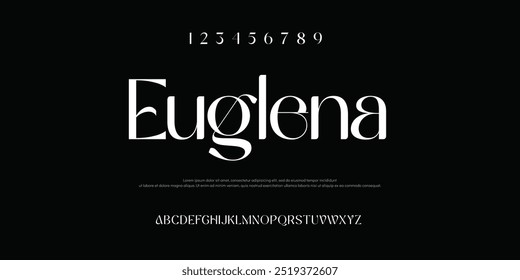 Euglena Modern Bold Font. Regular Italic and Number Typography urban style alphabet fonts for fashion, sport, technology, digital, movie, logo design, vector illustration